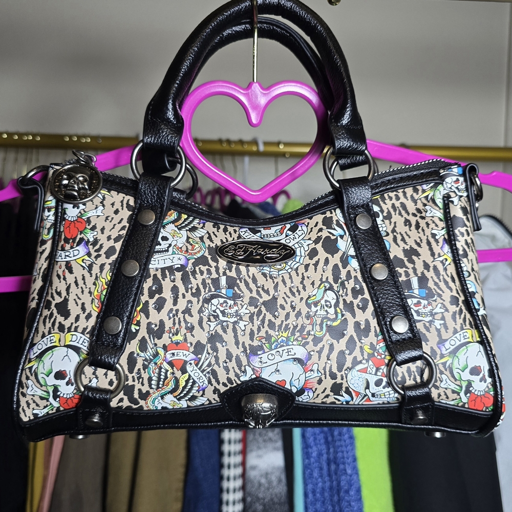 Ed Hardy Leopard Print Women's Bag - Black and Brown